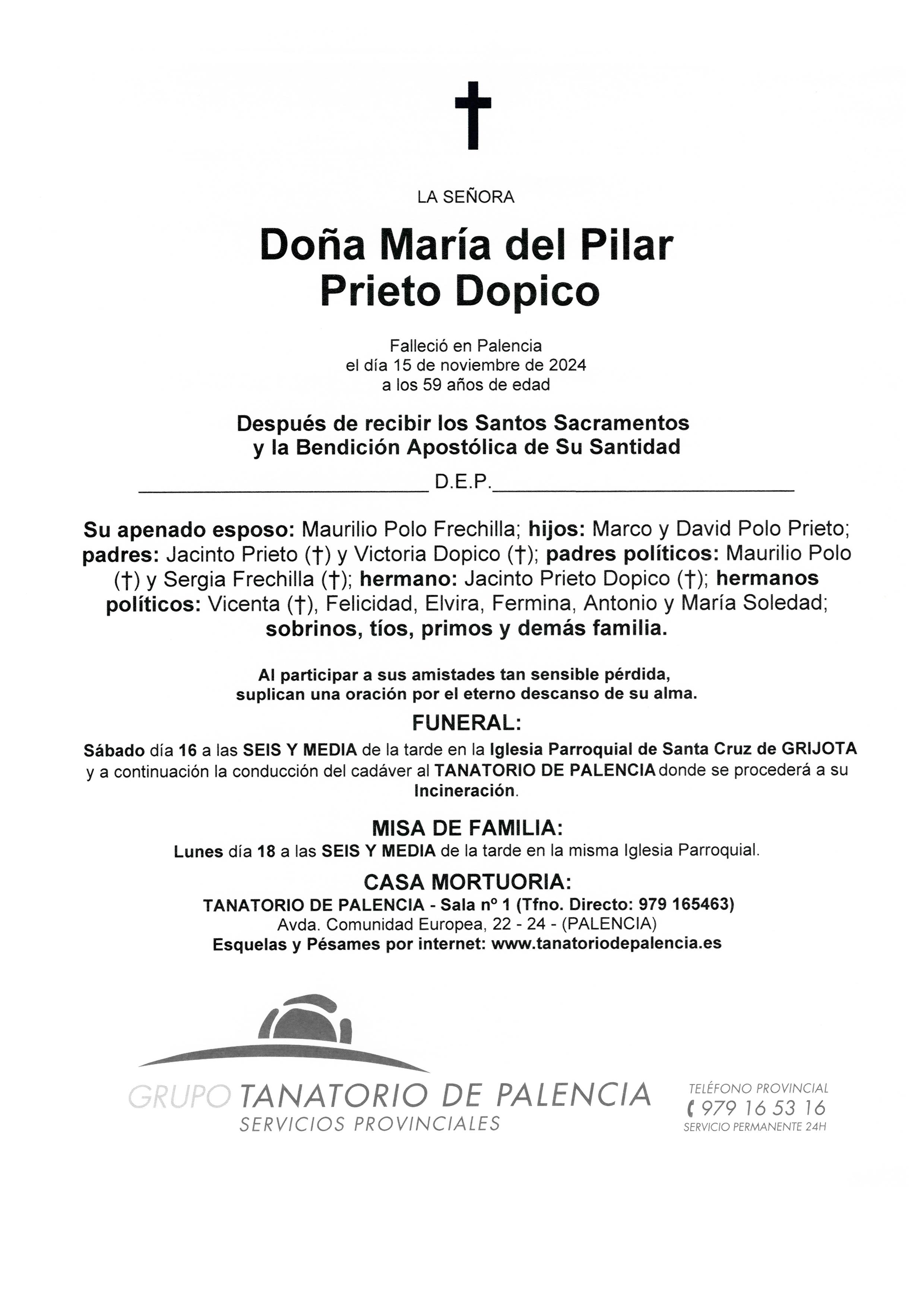 LA SEÑORA DOÑA MARÍA DE PILAR  PRIETO DOPICO